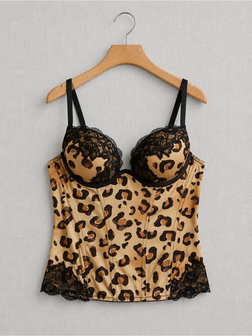 La SENZA Leopard Lace Bustier - Black and Brown